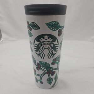 Starbucks Coffee Tumbler Holly Berry Christmas Stainless Steel Thermos Mug 2017